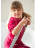 Raspberry Velvet Knee Length Simple Flower Girl Dress